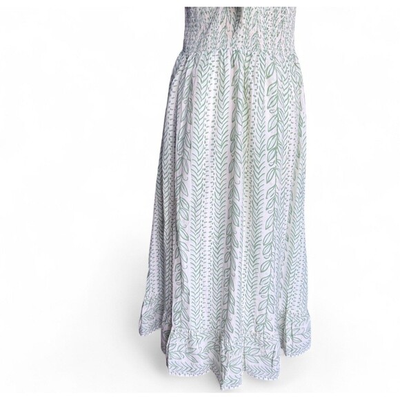 Sail to Sable x Palm Beach Lately Pistachio Leaf Midi Dress Smocked Bodice‎ Sz M - Picture 12 of 16